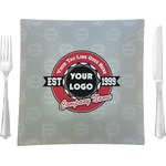 Logo & Tag Line Glass Square Lunch / Dinner Plate 9.5" - Single w/ Logos