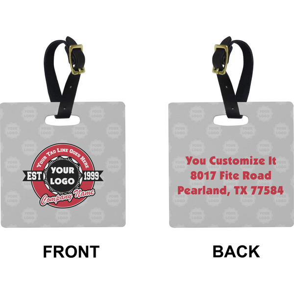 Logo & Tag Line Square Luggage Tag (Front + Back)