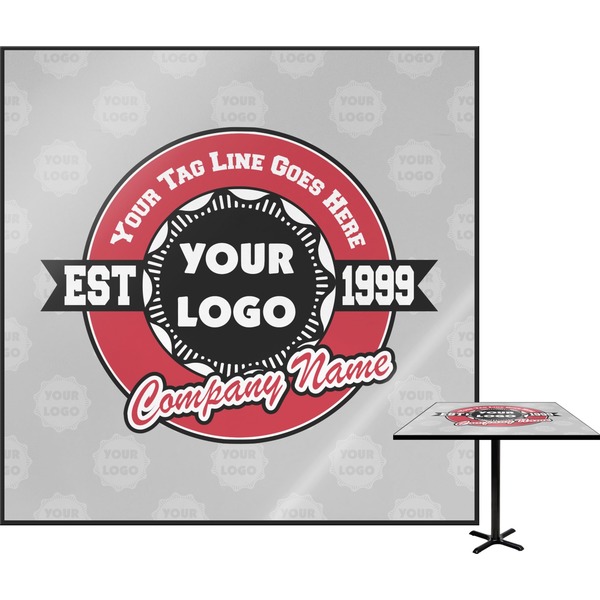Custom Logo & Tag Line Square Table Top - 24" w/ Logos