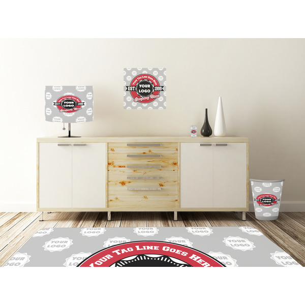 Logo & Tag Line Square Wall Decal Wooden Desk