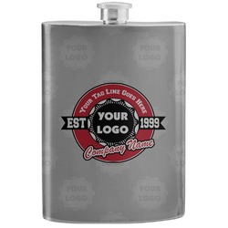 Logo & Tag Line Stainless Steel Flask w/ Logos