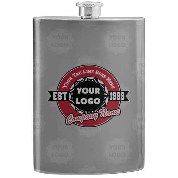 Custom Logo & Tag Line Stainless Steel Flask w/ Logos
