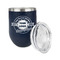 Logo & Tag Line Stainless Wine Tumblers - Navy - Double Sided - Alt View