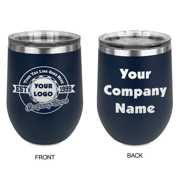 Logo & Tag Line Stainless Wine Tumblers - Navy - Double Sided - Approval