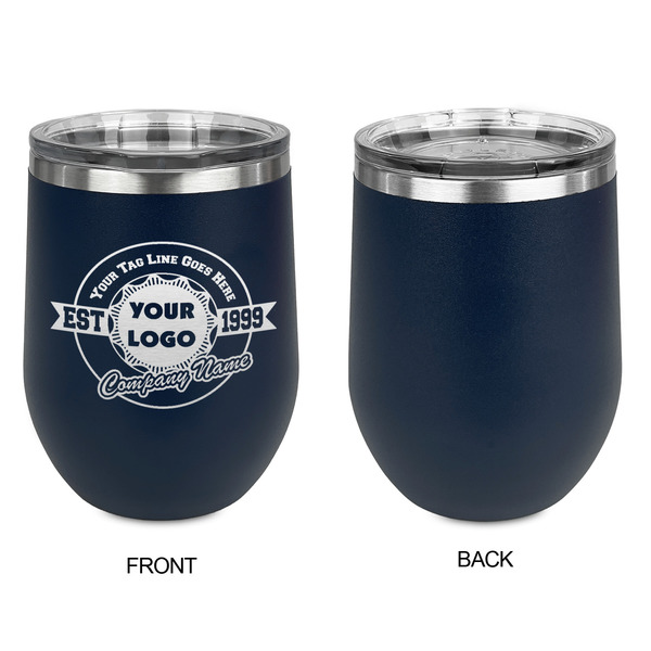 Logo & Tag Line Stainless Wine Tumblers - Navy - Single Sided - Approval
