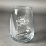 Logo & Tag Line Stemless Wine Glass - Laser Engraved (Personalized)
