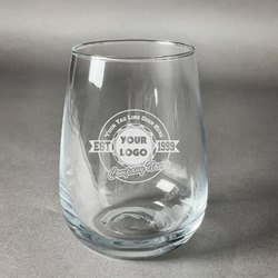 Logo & Tag Line Stemless Wine Glass - Laser Engraved (Personalized)