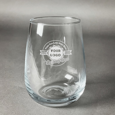 Logo & Tag Line Stemless Wine Glass (Single) (Personalized)