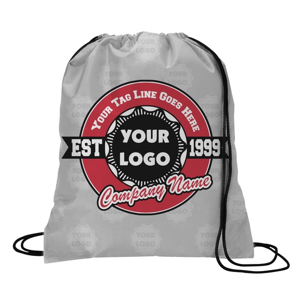 Custom Logo & Tag Line Drawstring Backpack - Small w/ Logos