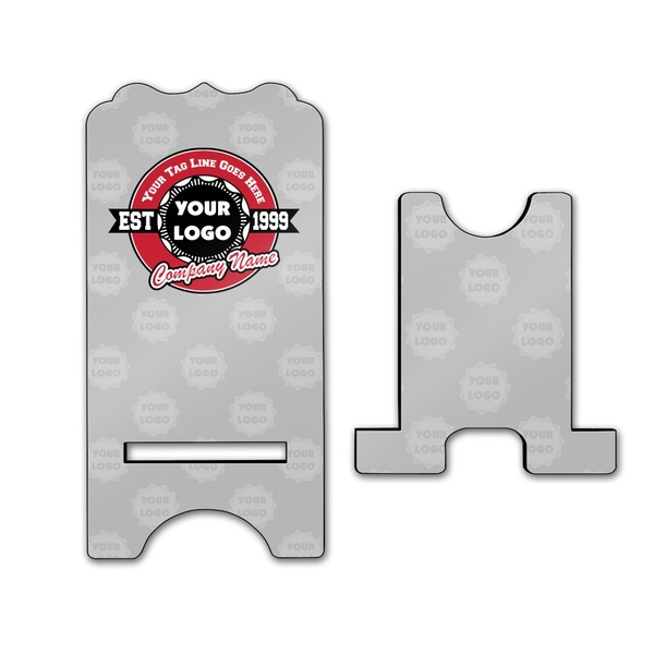 Logo & Tag Line Stylized Phone Stand - Front & Back - Large