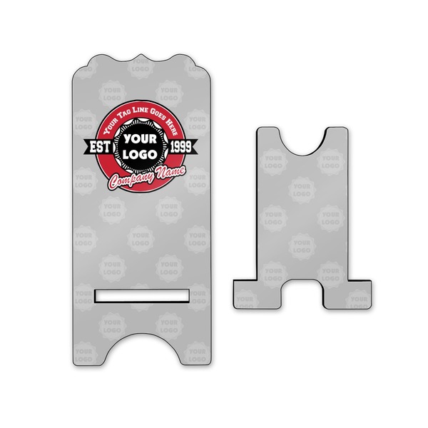 Logo & Tag Line Stylized Phone Stand - Front & Back - Small