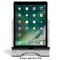 Logo & Tag Line Stylized Tablet Stand - Front with ipad