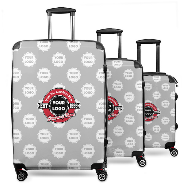 Custom Logo & Tag Line 3-Piece Luggage Set - 20" Carry On - 24" Medium Checked - 28" Large Checked w/ Logos