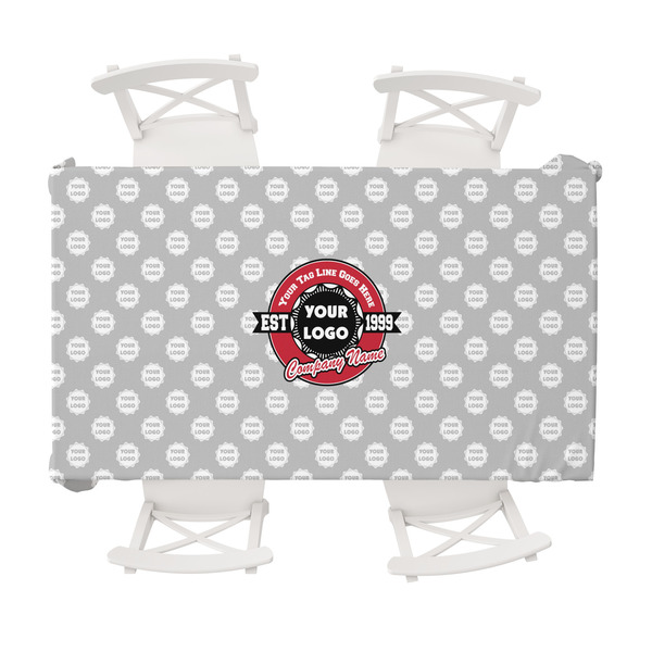 Custom Logo & Tag Line Tablecloth - 58" x 102" w/ Logos