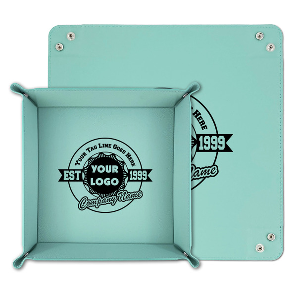 Logo & Tag Line Teal Faux Leather Valet Trays - PARENT MAIN