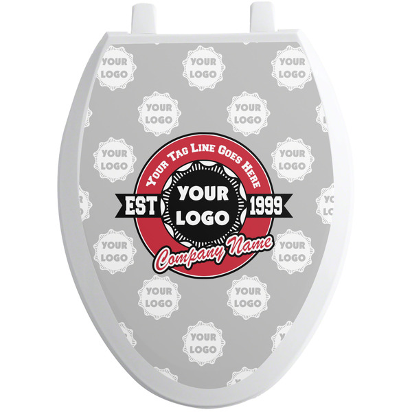 Custom Logo & Tag Line Toilet Seat Decal - Elongated (Personalized)