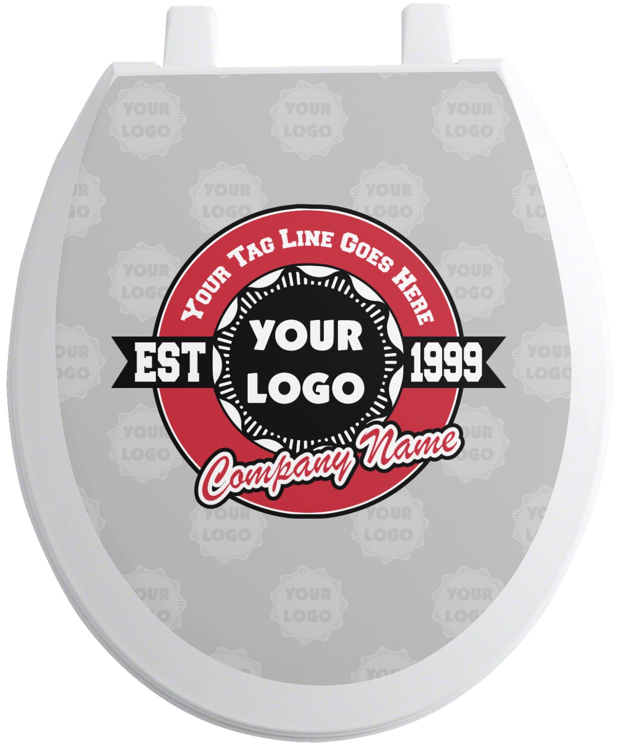 Custom Logo & Tag Line Toilet Seat Decal Round (Personalized