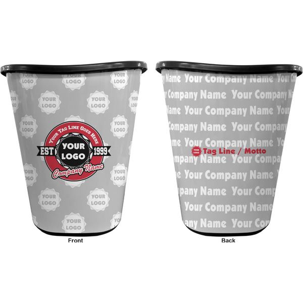 Logo & Tag Line Trash Can Black - Front and Back - Apvl