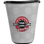 Logo & Tag Line Waste Basket - Single-Sided - Black w/ Logos