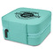 Logo & Tag Line Travel Jewelry Boxes - Leather - Teal - View from Rear