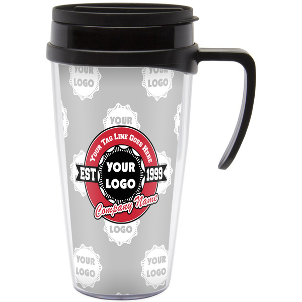 Custom Logo & Tag Line Acrylic Travel Mug with Handle (Personalized)