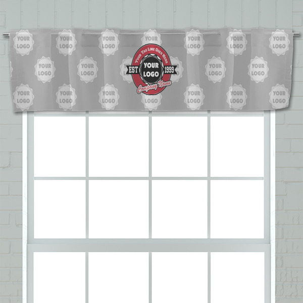 Logo & Tag Line Valance - Closeup on window