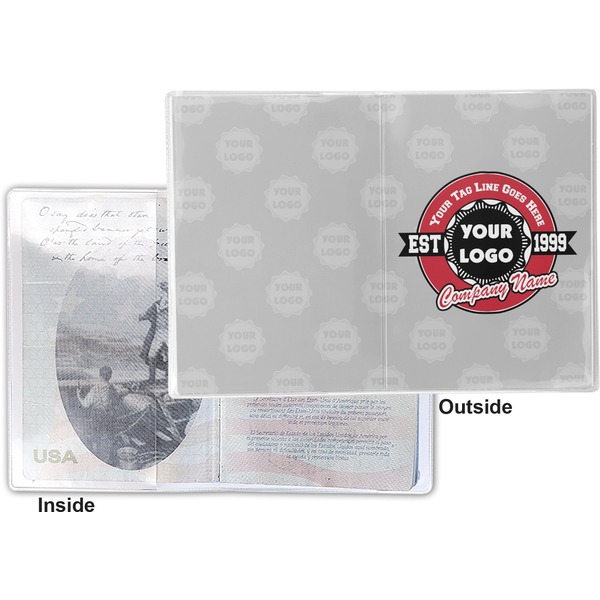 Logo & Tag Line Vinyl Passport Holder - Flat Front and Back