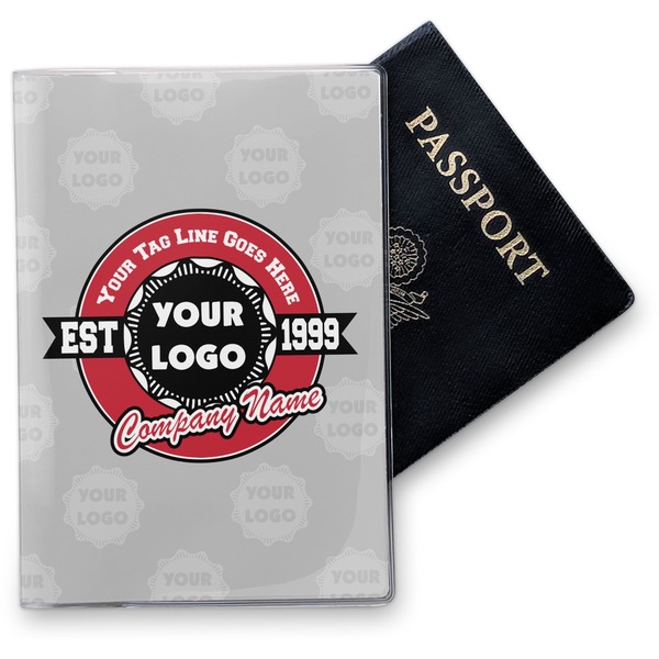 Custom Logo & Tag Line Passport Holder - Vinyl Cover w/ Logos
