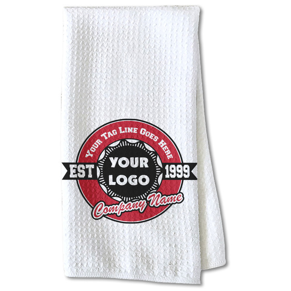 Custom Logo & Tag Line Kitchen Towel - Waffle Weave - Partial Print (Personalized)