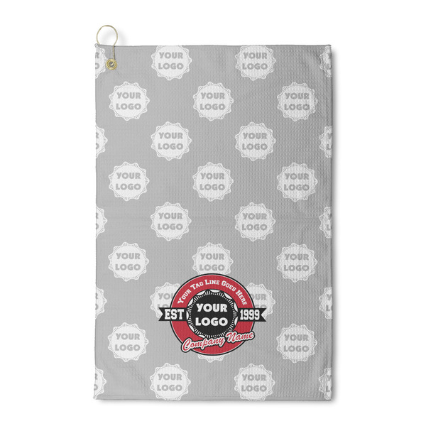 Custom Logo & Tag Line Waffle Weave Golf Towel w/ Logos
