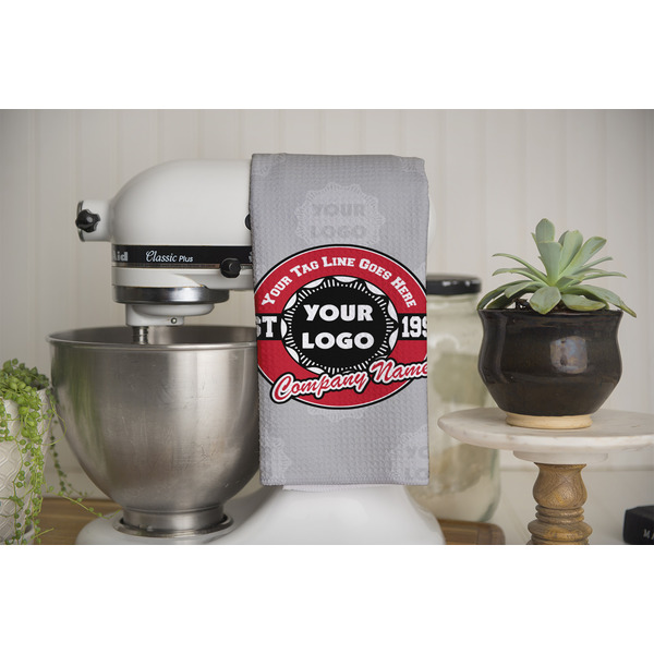 Logo & Tag Line Waffle Weave Towel - Full Color Print - Lifestyle Image