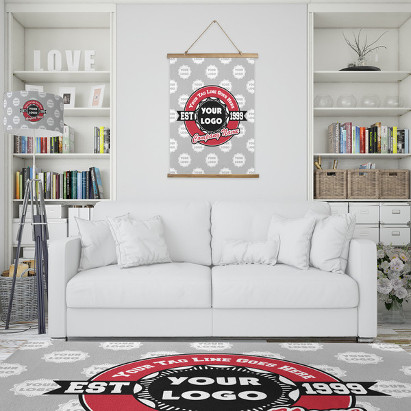 Logo & Tag Line Wall Hanging Tapestry - Portrait - IN CONTEXT