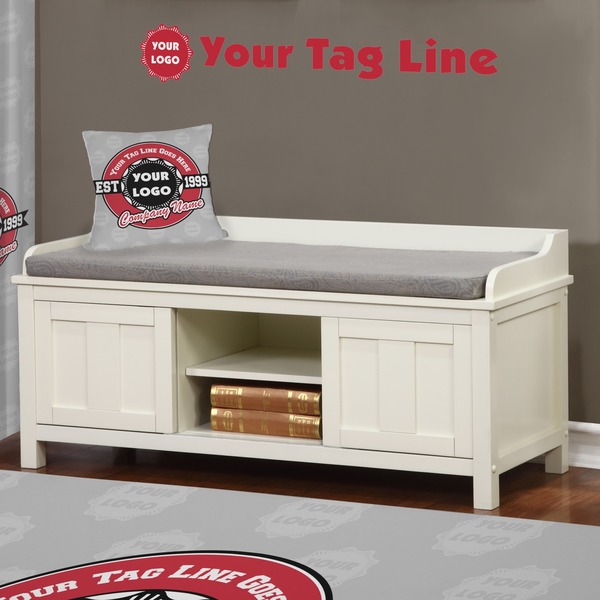 Logo & Tag Line Wall Name Decal Above Storage bench