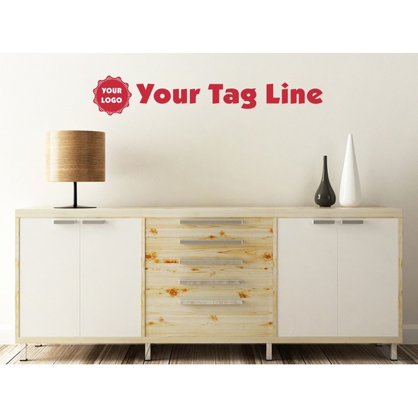 Logo & Tag Line Wall Name Decal On Wooden Desk