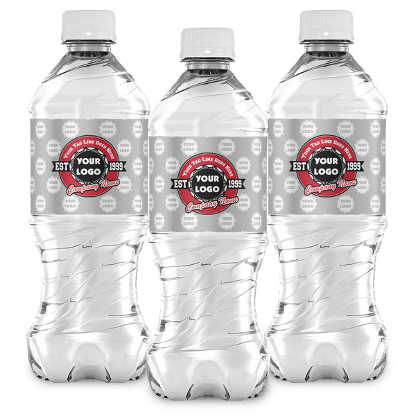 Logo & Tag Line Water Bottle Labels - Front View