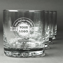 Logo & Tag Line Whiskey Glasses - Engraved - Set of 4 (Personalized)