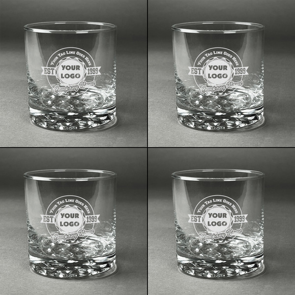 Logo & Tag Line Whiskey Glasses - Set of 4 all Engraved