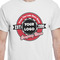 Logo & Tag Line White Crew T-Shirt on Model - CloseUp