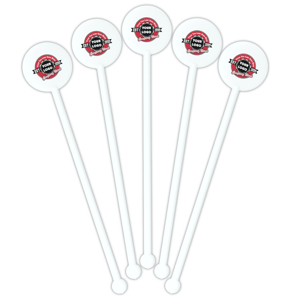 Logo & Tag Line White Plastic 5.5" Stir Stick - Fan View