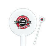 Logo & Tag Line 5.5" Round Plastic Stir Sticks - White - Single-Sided (Personalized)