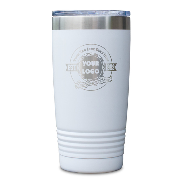 Logo & Tag Line White Polar Camel Tumbler - 20oz - Single Sided - Approval