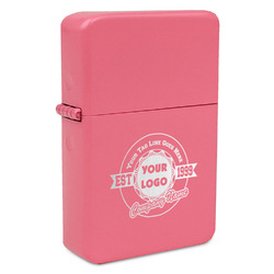 Logo & Tag Line Windproof Lighter - Pink - Single-Sided (Personalized)