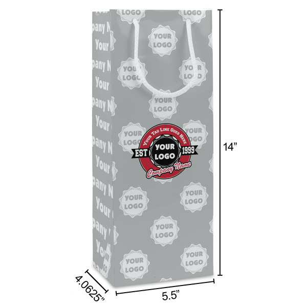 Logo & Tag Line Wine Gift Bag - Dimensions