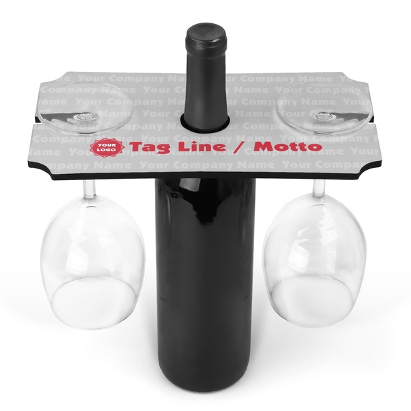 Custom Logo & Tag Line Wine Bottle & Glass Holder (Personalized)