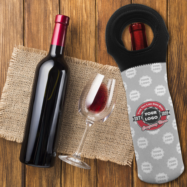 Logo & Tag Line Wine Tote Bag - FLATLAY