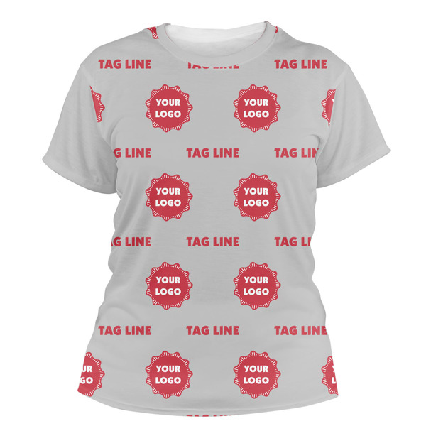 Custom Logo & Tag Line Women's Crew T-Shirt - Large (Personalized)