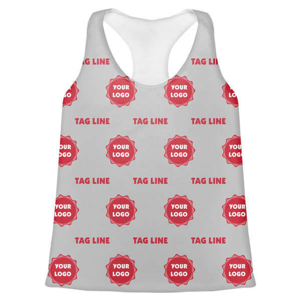 Custom Logo & Tag Line Womens Racerback Tank Top - X Small (Personalized)