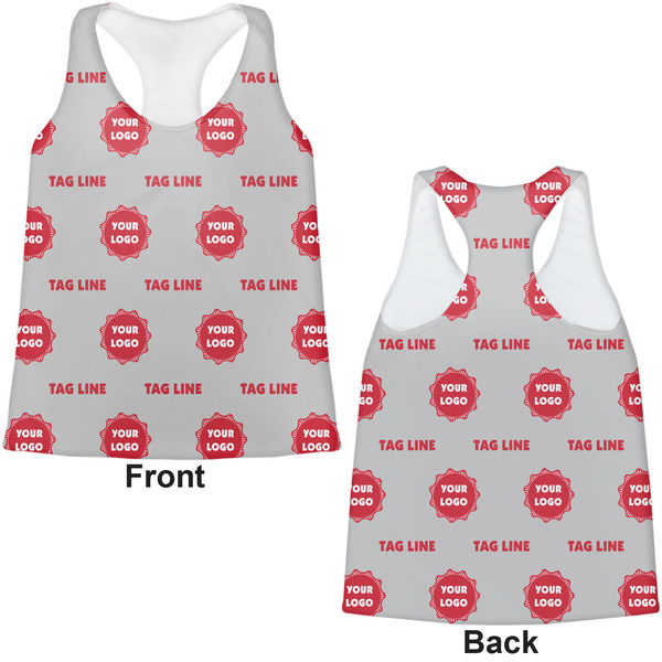 Logo & Tag Line Womens Racerback Tank Tops - Medium - Front and Back
