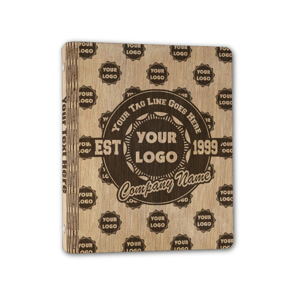 Custom Logo & Tag Line Wood 3-Ring Binder - 1" Half-Letter Size (Personalized)