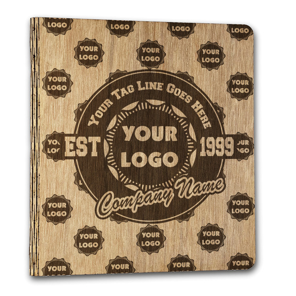 Custom Logo & Tag Line Wood 3-Ring Binder - 1" Letter Size (Personalized)